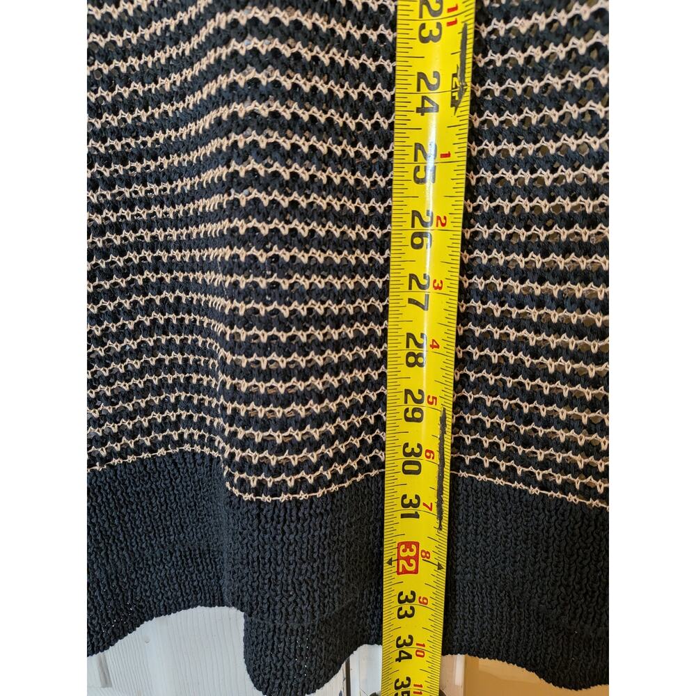 Eileen Fisher Organic Cotton Linen Open-Knit Striped Shift Dress Size Medium - Picture 6 of 7